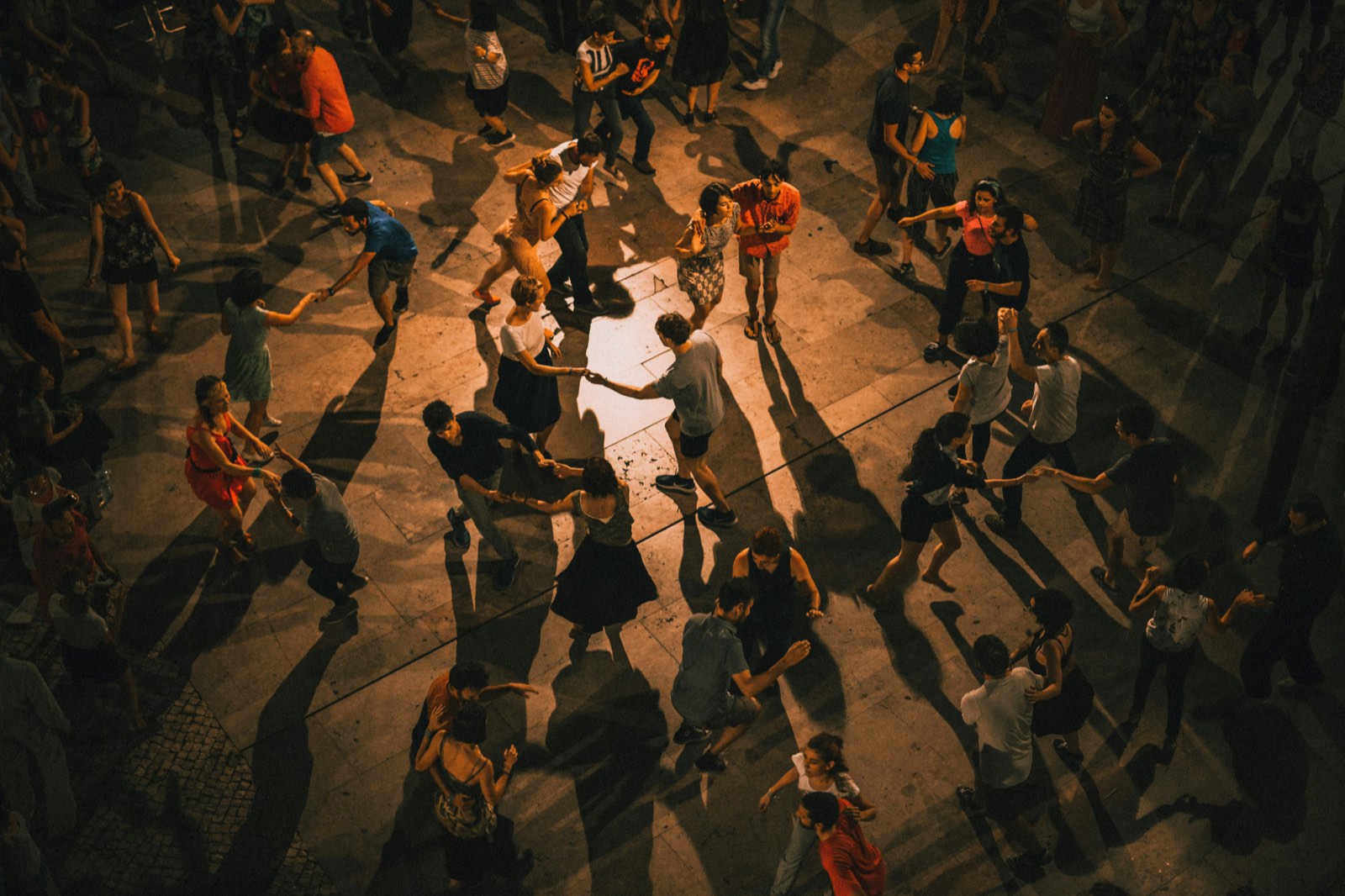Photo of a social dance at night